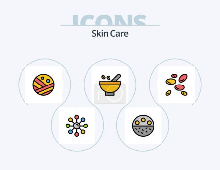 Illustration for Skin Line Filled Icon Pack 5 Icon Design. cholesterol. scalp disease. heart. scalp dandruff. dandruff - Royalty Free Image