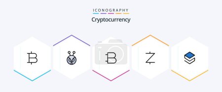 Téléchargez les illustrations : Cryptocurrency 25 FilledLine icon pack including coin. crypto currency. coin. crypto. z cash - en licence libre de droit