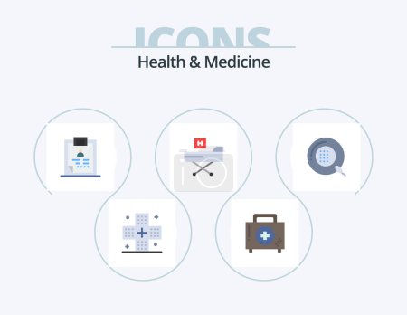 Ilustración de Health and Medicine Flat Icon Pack 5 Icon Design. disease. aid. form. medicine. form - Imagen libre de derechos