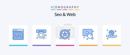 Illustration for Seo and Web Blue 5 Icon Pack Including . plus. online. add. video. Creative Icons Design - Royalty Free Image