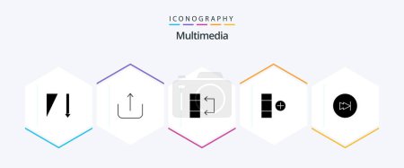 Illustration for Multimedia 25 Glyph icon pack including . multimedia. table. forward. arrow - Royalty Free Image
