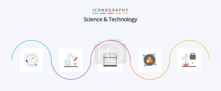 Illustration for Science And Technology Flat 5 Icon Pack Including modeling application. computer graphics. science of matter. test tube. lab flask - Royalty Free Image