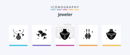 Illustration for Jewellery Glyph 5 Icon Pack Including . gold. diamond. jewelry. dangling earrings. Creative Icons Design - Royalty Free Image