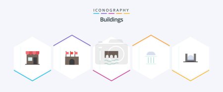 Illustration for Buildings 25 Flat icon pack including building. architecture. sports. river. historic - Royalty Free Image