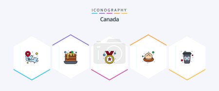 Téléchargez les illustrations : Pack d'icônes FilledLine Canada 25 incluant scandinavie. badge. l'hiver. froid - en licence libre de droit