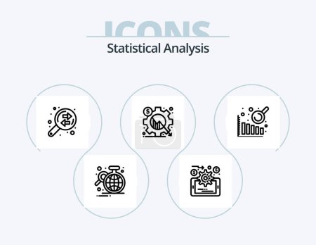 Téléchargez les illustrations : Ligne d'analyse statistique Icône Pack 5 Icône Design. les affaires. analyse des données. graphique. surveillance analytique. calcul des données - en licence libre de droit