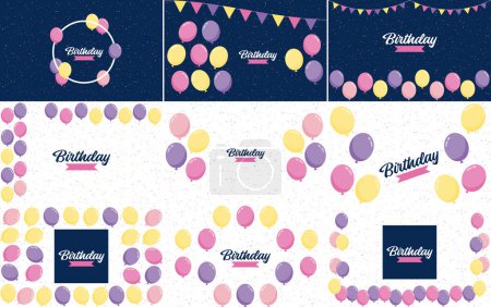 Téléchargez les illustrations : Happy Birthday in a bold. geometric font with a pattern of birthday candles in the background - en licence libre de droit