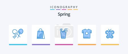 Ilustración de Spring Blue 5 Icon Pack Including fly. spring. juice. sport. t shirt. Creative Icons Design - Imagen libre de derechos