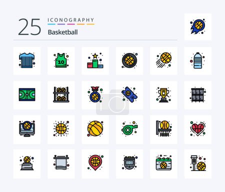 Illustration for Basketball 25 Line Filled icon pack including goal. basketball ball. position star. game. basketball - Royalty Free Image