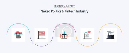 Ilustración de Naked Politics And Fintech Industry Flat 5 Icon Pack Incluyendo las elecciones. papeleta. Caída. reunión. debate - Imagen libre de derechos