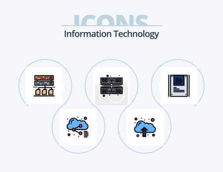 Illustration for Information Technology Line Filled Icon Pack 5 Icon Design. server. rack. firewall. computer. data - Royalty Free Image