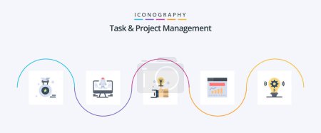 Illustration for Task And Project Management Flat 5 Icon Pack Including setting. idea. investment. bulb. internet - Royalty Free Image