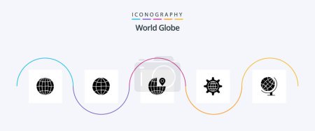 Ilustración de Globe Glyph 5 Icon Pack Incluyendo. internet. geografía - Imagen libre de derechos