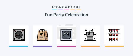Téléchargez les illustrations : Party Line Filled 5 Icon Pack Including drink. spotlight. hanukkah. light. bright. Creative Icons Design - en licence libre de droit
