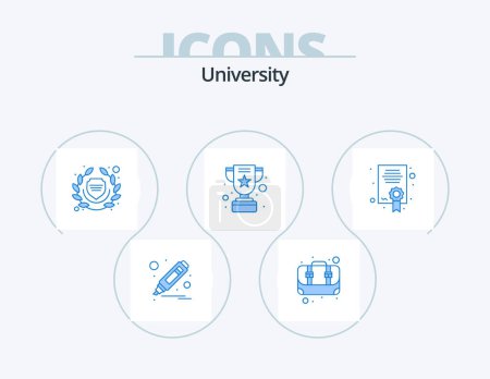 Illustration for University Blue Icon Pack 5 Icon Design. degree. college. trophy. achievement - Royalty Free Image