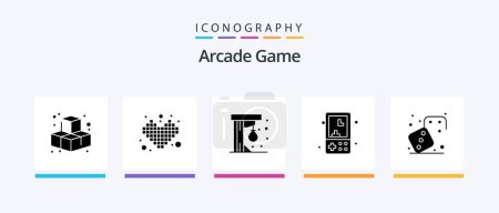 Illustration for Arcade Glyph 5 Icon Pack Including competition. kids. punching ball. games. electronics. Creative Icons Design - Royalty Free Image