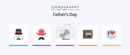 Téléchargez les illustrations : Pack Icône Fathers Day Flat 5 inclus. la fête des pères. portefeuille. père.. Icônes créatives Design - en licence libre de droit