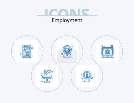 Ilustración de Employment Blue Icon Pack 5 Icon Design. case. case. medal. briefcase in map pin. bag - Imagen libre de derechos