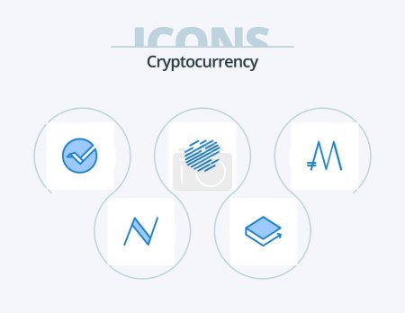 Téléchargez les illustrations : Crypto-monnaie Blue Icon Pack 5 Icône Design. pièce. crypto monnaie. vertcoin. crypto. factom - en licence libre de droit