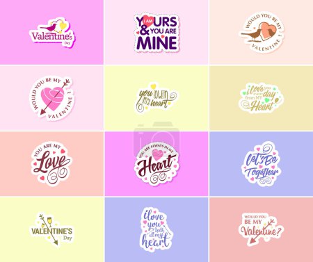 Ilustración de Celebrate Your Romance with Valentine's Day Graphics Stickers - Imagen libre de derechos