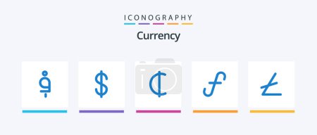Illustration for Currency Blue 5 Icon Pack Including . blockchain. ghanaian. lite coin. bank. Creative Icons Design - Royalty Free Image