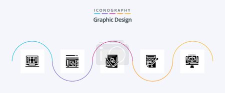 Téléchargez les illustrations : Graphic Design Glyph 5 Icon Pack Including bucket . graph. layout . mathematics . book - en licence libre de droit