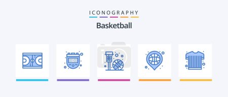 Ilustración de Basketball Blue 5 Icon Pack Including place. basketball. watch. basket. net. Creative Icons Design - Imagen libre de derechos