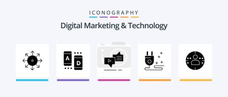 Ilustración de Digital Marketing And Technology Glyph 5 Icon Pack Including man. cable. tablet. plug. messaging. Creative Icons Design - Imagen libre de derechos