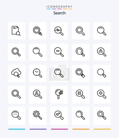 Téléchargez les illustrations : Creative Search Pack d'icônes OutLine 25 telles que magnifier. Général. graphique. ui. élargi - en licence libre de droit