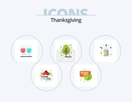 Illustration for Thanksgiving Flat Icon Pack 5 Icon Design. alcohol. plant. thanksgiving. nature. thanks day - Royalty Free Image