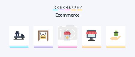 Illustration for Ecommerce Flat 5 Icon Pack Including present. gift. shop. online. shopping. Creative Icons Design - Royalty Free Image
