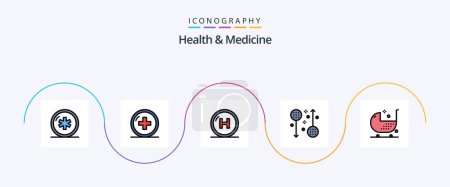 Illustration for Health and Medicine Line Filled Flat 5 Icon Pack Including fitness. disease. medicine. line. health - Royalty Free Image