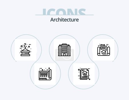 Illustration for Architecture Line Icon Pack 5 Icon Design. blue print. plan. construction. plan. design - Royalty Free Image