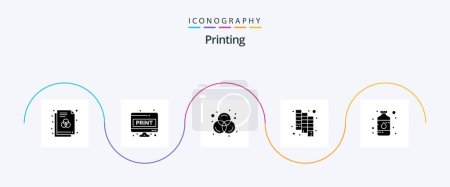 Ilustración de Printing Glyph 5 Icon Pack Including color. art. screen page. pantone. catalog - Imagen libre de derechos
