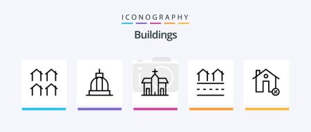 Illustration for Buildings Line 5 Icon Pack Including house. architecture. house. property. flag. Creative Icons Design - Royalty Free Image