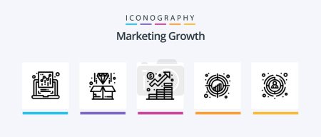Ilustración de Marketing Growth Line 5 Icon Pack Including contact. diamond. monitor. delivery. report. Creative Icons Design - Imagen libre de derechos