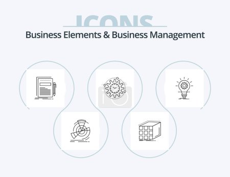 Ilustración de Business Elements And Business Managment Line Icon Pack 5 Icon Design. file. analysis. market. platform. management - Imagen libre de derechos