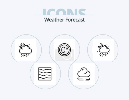 Ilustración de Weather Line Icon Pack 5 Diseño de iconos. olas. mar. dirección. río. tiempo - Imagen libre de derechos