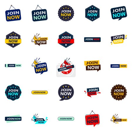 Ilustración de Únete Ahora 25 llamativos banners tipográficos para impulsar inscripciones de membresía - Imagen libre de derechos