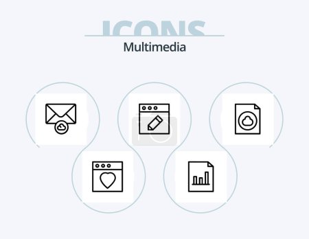 Ilustración de Multimedia Line Icon Pack 5 Icon Design. . . mac. file. cloud - Imagen libre de derechos