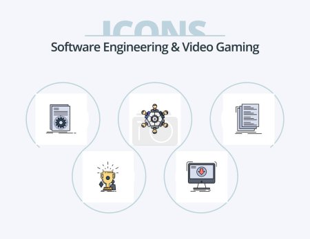 Illustration for Software Engineering And Video Gaming Line Filled Icon Pack 5 Icon Design. game. console. trophies. virus. insect - Royalty Free Image