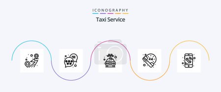 Illustration for Taxi Service Line 5 Icon Pack Including . mobile. taxi. call. call - Royalty Free Image