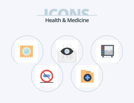 Téléchargez les illustrations : Health and Medicine Flat Icon Pack 5 Icon Design. fitness. disease. first. pregnancy. medical - en licence libre de droit
