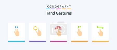 Ilustración de Hand Gestures Flat 5 Icon Pack Including gestures. ups. finger. gesture. tap. Creative Icons Design - Imagen libre de derechos