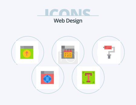 Téléchargez les illustrations : Web Design Flat Icon Pack 5 Icon Design. calendar. web. program. application. web - en licence libre de droit
