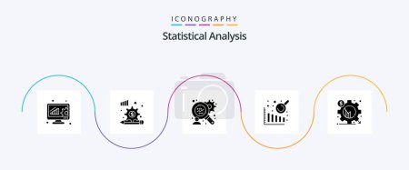 Illustration for Statistical Analysis Glyph 5 Icon Pack Including . gear. consumers research. chart. analysis - Royalty Free Image