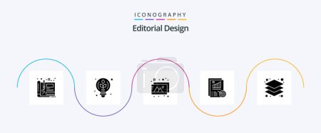 Ilustración de Editorial Design Glyph 5 Icon Pack Including . design. bulb. report. analytics - Imagen libre de derechos