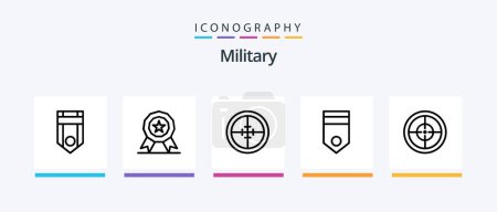 Ilustración de Paquete de iconos de la línea militar 5 incluyendo insignia. Soldado. insignia. militar. Ejército. Diseño de iconos creativos - Imagen libre de derechos