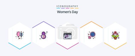 Illustration for Womens Day 25 FilledLine icon pack including sign. international. face. day. women - Royalty Free Image
