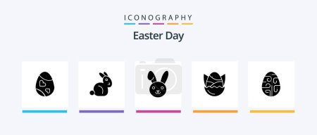 Téléchargez les illustrations : Easter Glyph 5 Icon Pack Including holiday. easter. egg. decoration. happy. Creative Icons Design - en licence libre de droit
